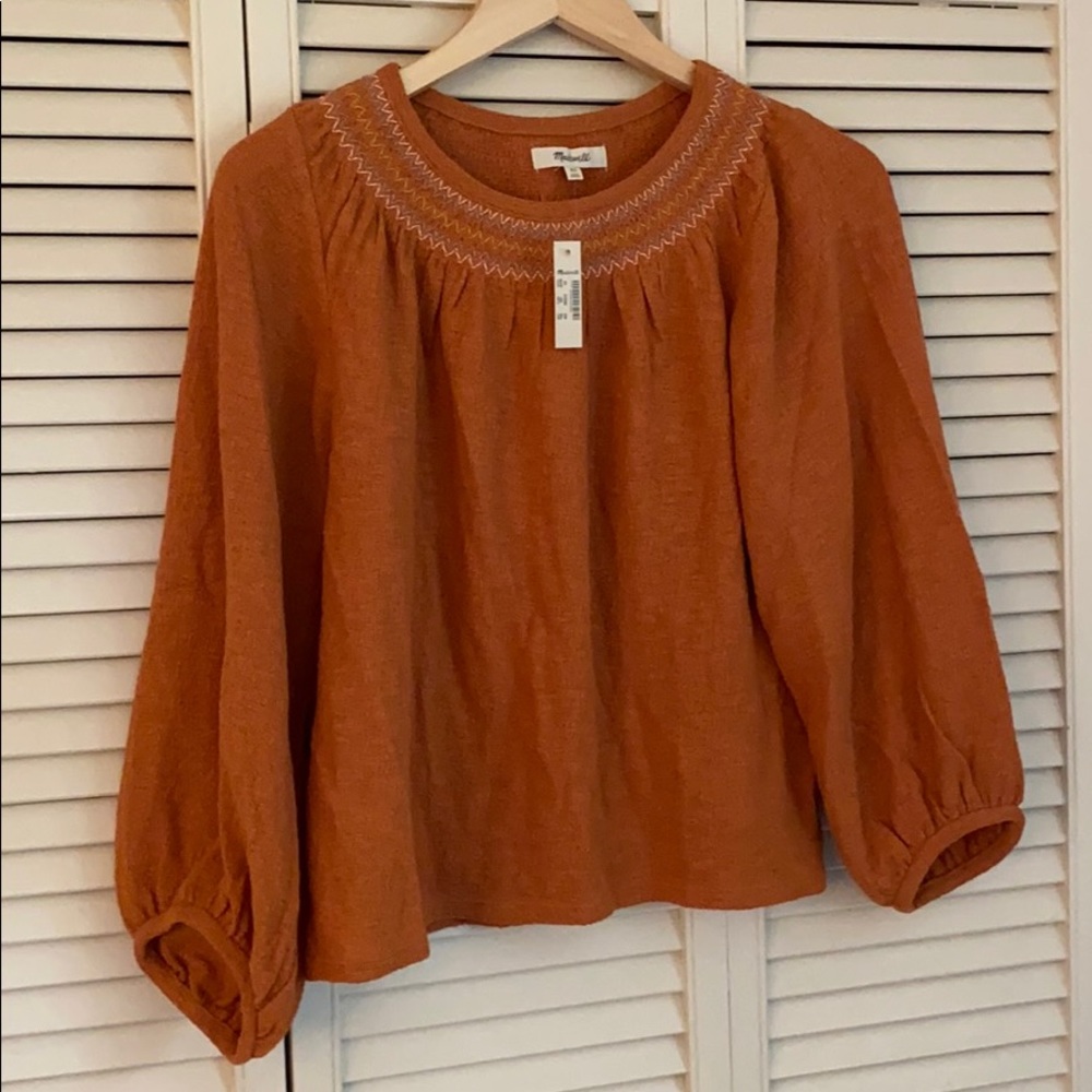 Madewell Superlight Embroidered Smocked Top - Picture 6 of 7